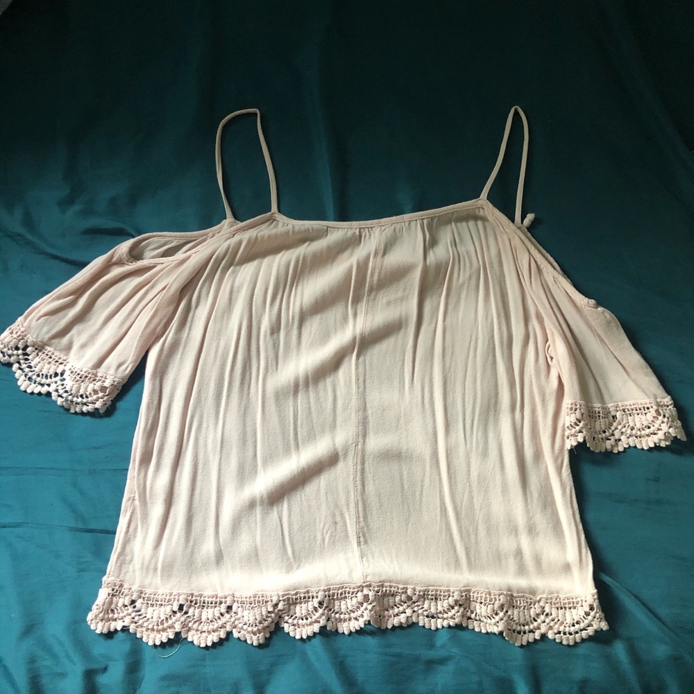 Pastel pink cold shoulders top